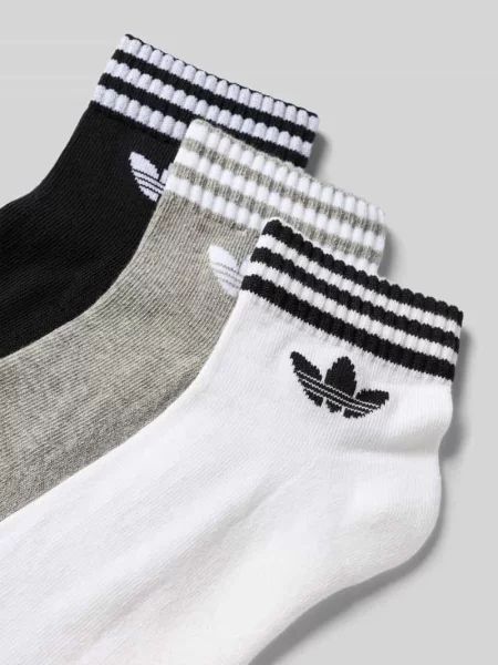 Kostka skarpety Adidas Originals w paski z nadrukiem białe