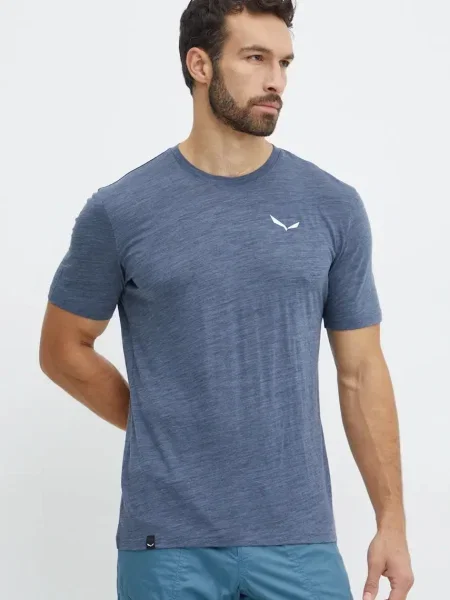 Salewa tricou sport Eagle Minilogo melanj albastru