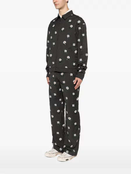 Риза с флорален принт Honor The Gift бродиран на цветя сиво