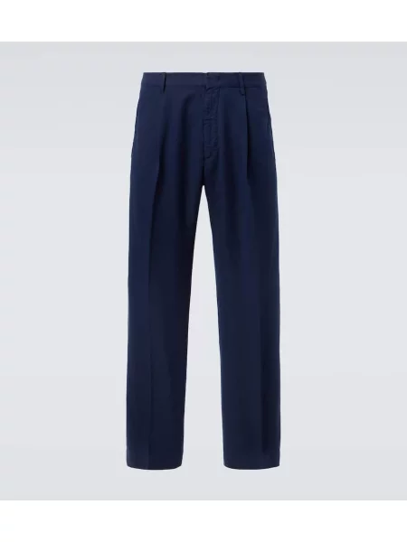 Lanene hlače chino Incotex modra