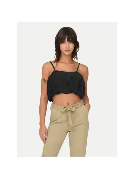 ONLY Топ Lou Cropped Fit чорний