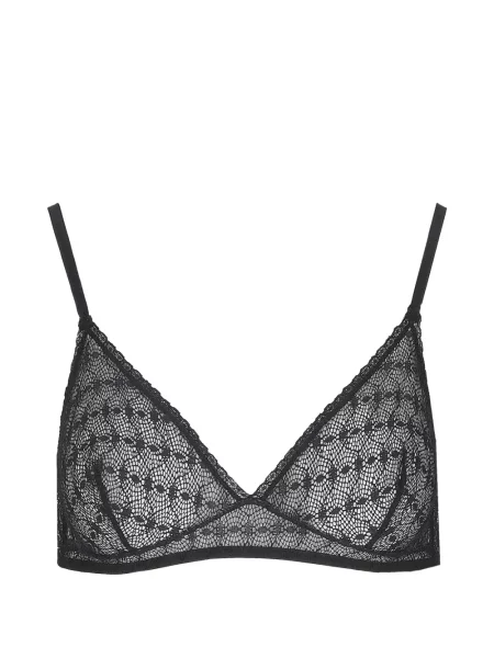 Sutien Laura Urbinati cu imprimeu geometric din dantelă negru