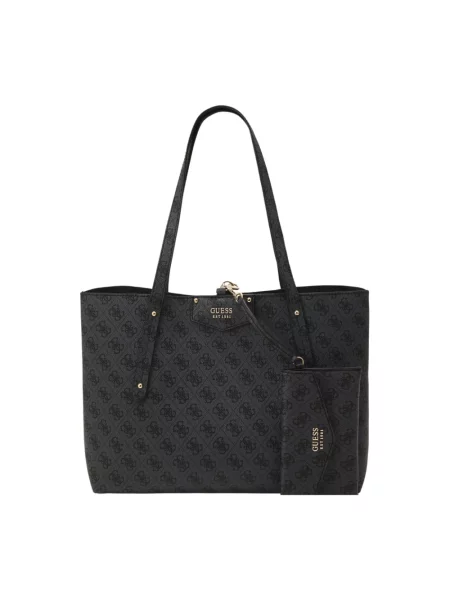Duża torebka skórzana Guess skórzana czarna