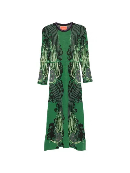 Rochie midi La Doublej cu model floral cu imagine până la genunchi verde