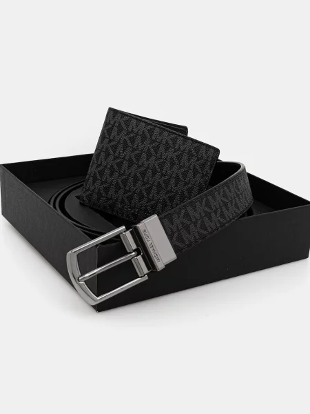 Usnjena denarnica in pas Michael Kors črna