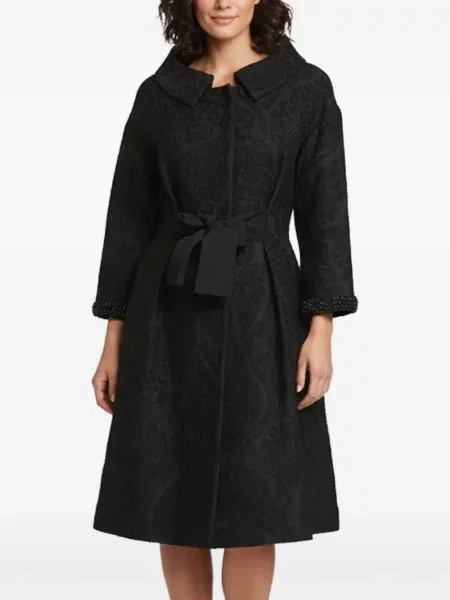 Palton Giambattista Valli cu model floral din jacard negru