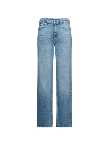 Blugi drepți Karl Lagerfeld Jeans cu talie înaltă albastru