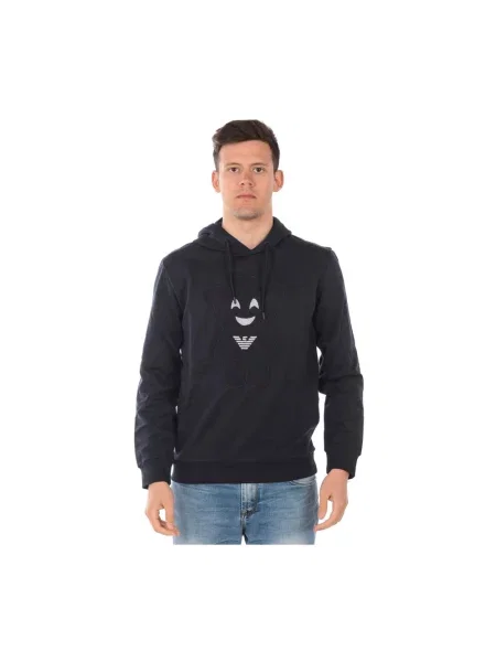 Bluza z kapturem Emporio Armani z kapturem niebieska