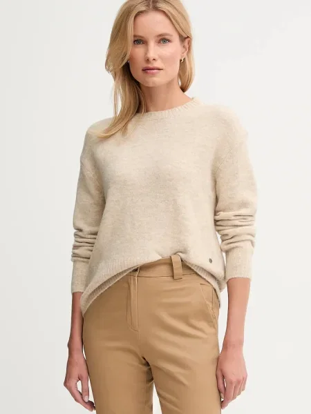 Pepe Jeans pulover din amestec de lână bej alb