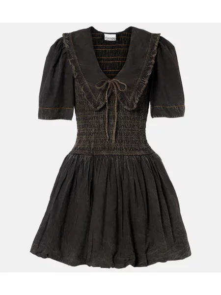 Sukienka jeansowa Ganni z kokardką niebieska