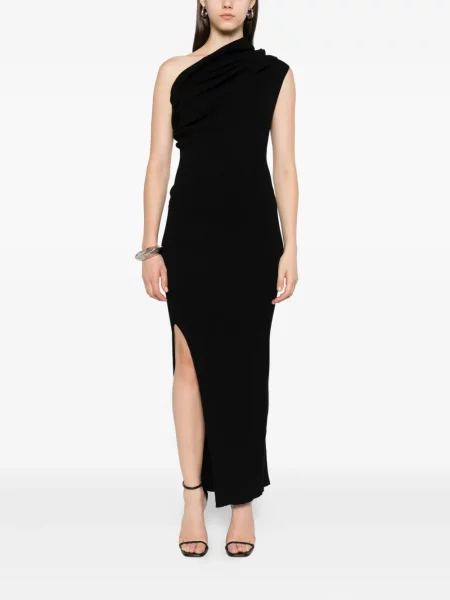 Rochie Rick Owens tricotate cu un umăr gol de costum negru