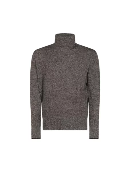 Lniany sweter z golfem Altea brązowy