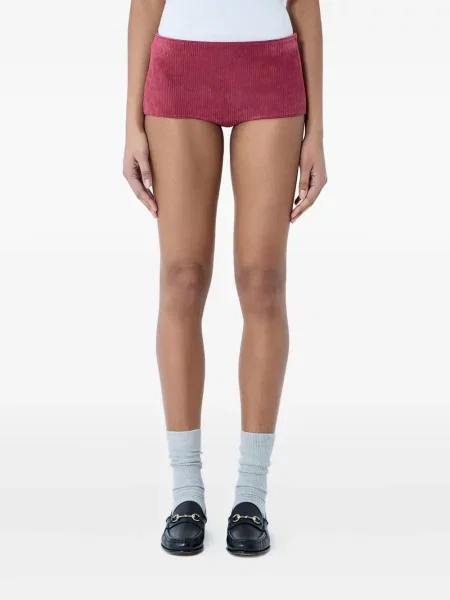 Pantaloni scurți Gucci din piele de căprioară roșu