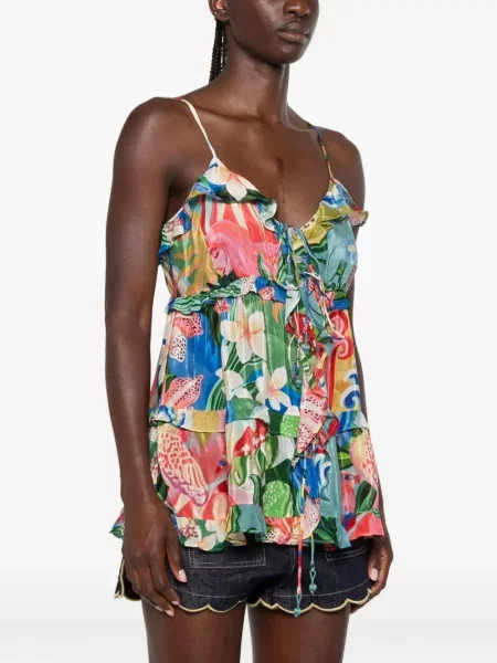 Top Farm Rio cu model floral cu imagine roz