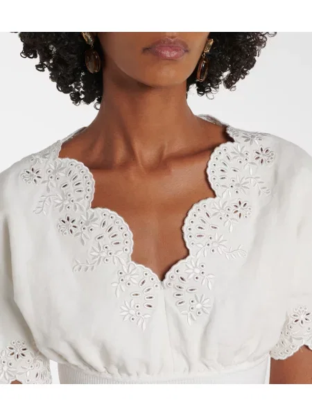 Top Simkhai cu broderie de in alb