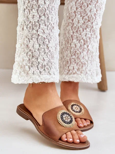 Kožené pantofle Lewski Shoes na plochém podpatku