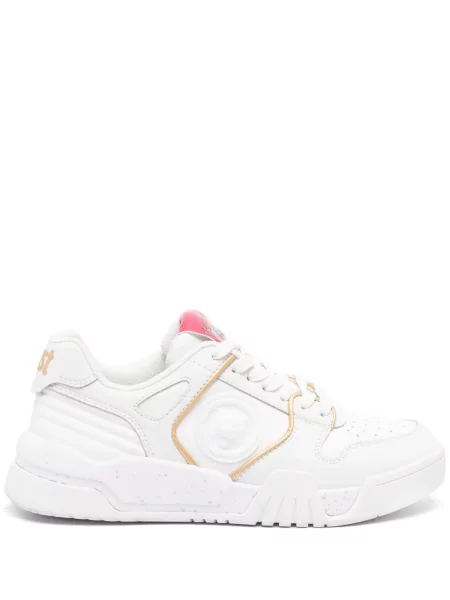 Sneakerși Just Cavalli din piele cu dungi de tigru alb