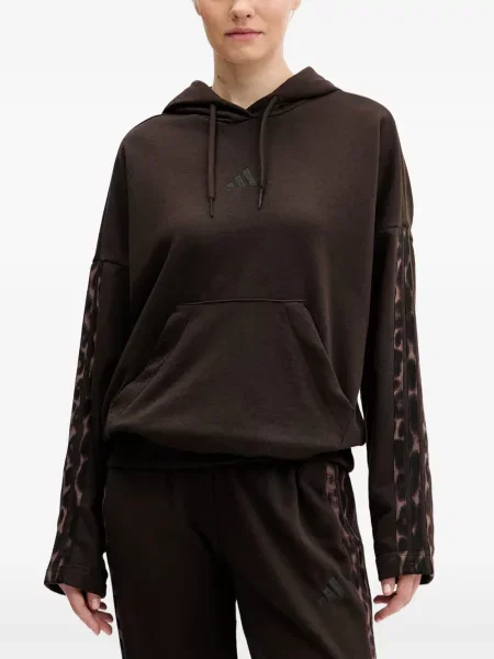 Hanorac cu glugă Adidas cu dungi cu broderie cu cordon negru