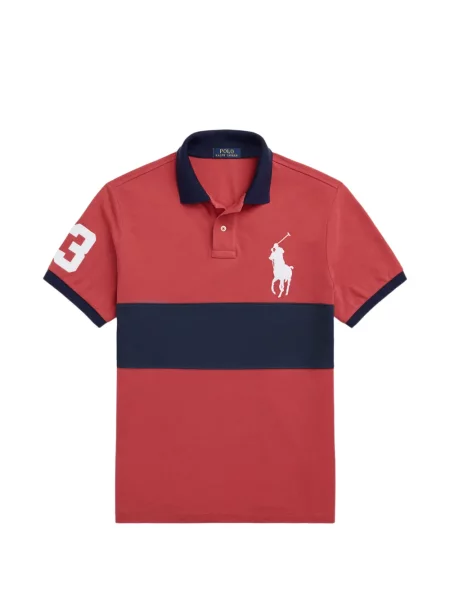 Tricou polo Polo Ralph Lauren cu glugă cu blană cu broderie roșu