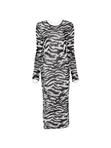 Rochie midi The Attico cu imagine cu model zebră cu spatele deschis negru