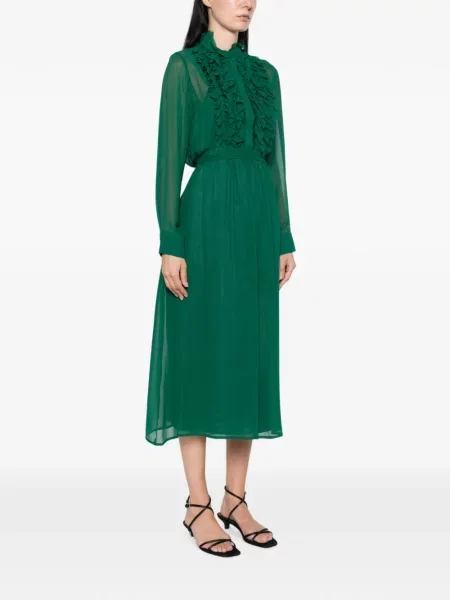 Lung rochie midi Psophia cu volane verde