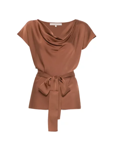 Talia bluzka Silk95five wiązana brązowa
