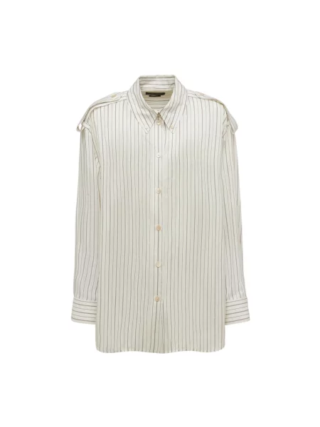 Koszula Isabel Marant w paski z długim rękawem beżowa