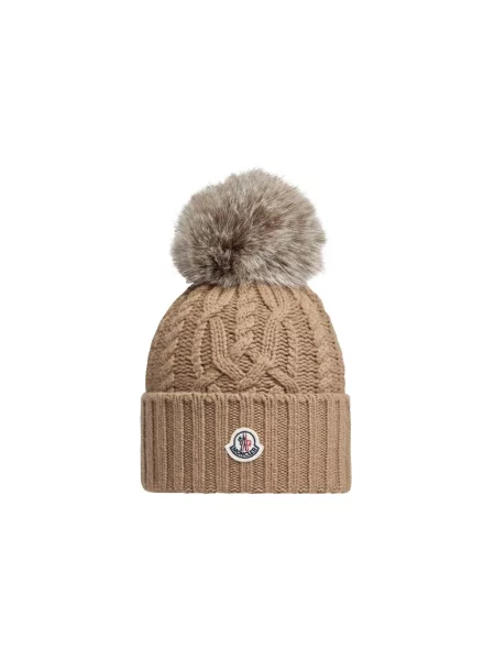 Czapka Moncler wełniana brązowa
