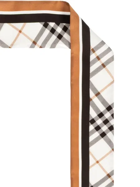 Fular Burberry de mătase în carouri alb