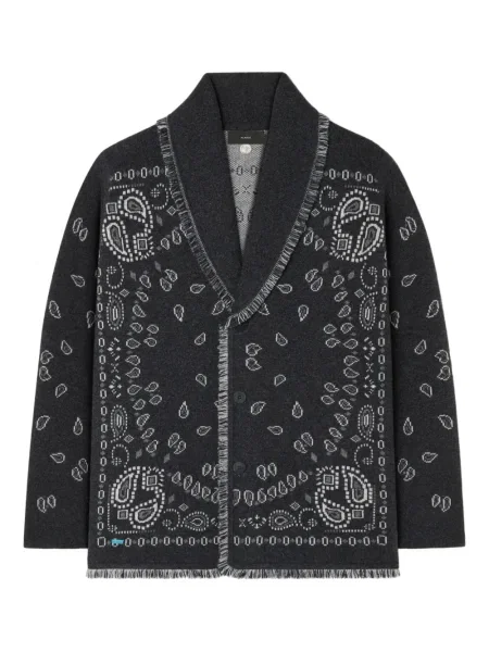 Cardigan Alanui cu model paisley din jacard gri