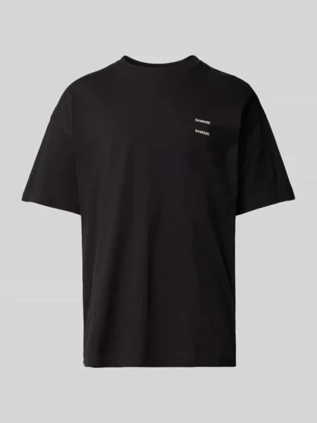T-shirt o kroju oversized z prążkowanym okrągłym dekoltem model ‘JOEL’ Samsøe & Samsøe czarna
