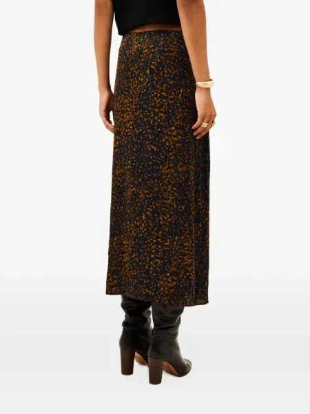 Fustă midi Ba&sh cu imagine cu model leopard albastru