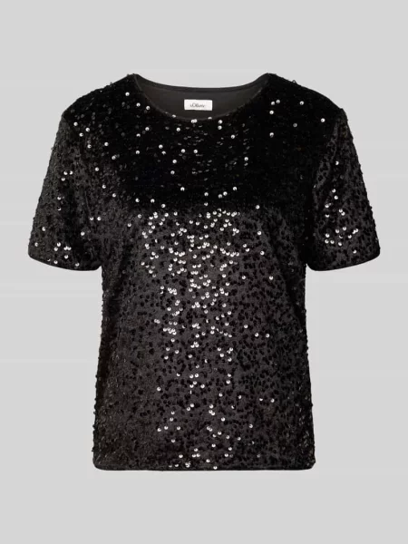 T-shirt o kroju relaxed fit z cekinami S.oliver Red Label czarna