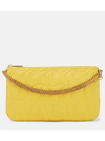 Geanta de piele Christian Louboutin din piele galben