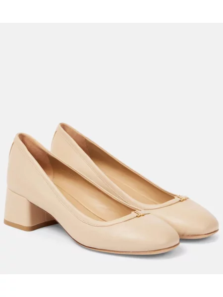 Pantofi cu toc Chloé din piele bej