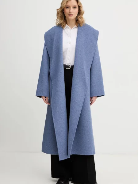 Calvin Klein płaszcz z dodatkiem wełny fioletowy