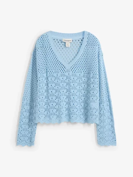 Lekki sweter ażurowy niebieski