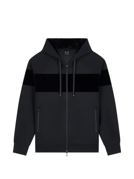 Hanorac cu glugă Armani Exchange de catifea negru