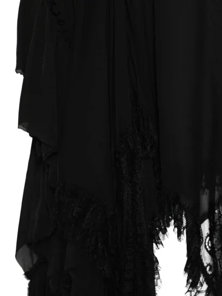 Fustă Ann Demeulemeester cu volane din dantelă negru