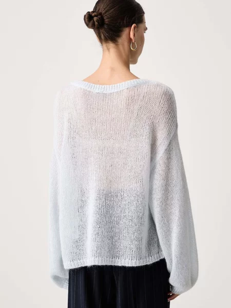 Boss Sweter Farazena Z Moherem grau niebieski