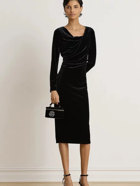 Lauren Ralph Lauren rochie din velur negru