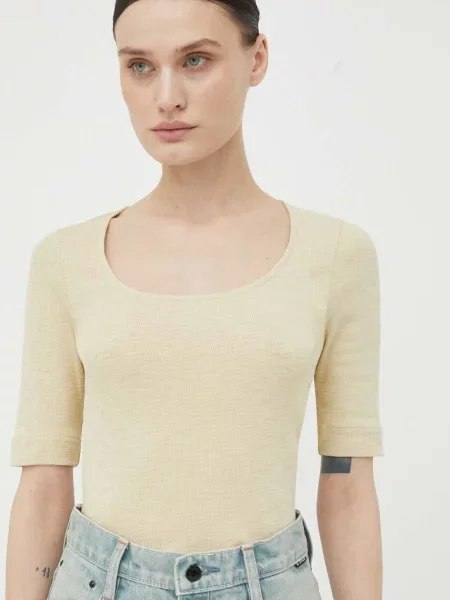 Тениска G-Star Raw бежово