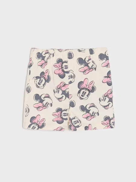 Sinsay Džínové kraťasy Minnie Mouse krémová