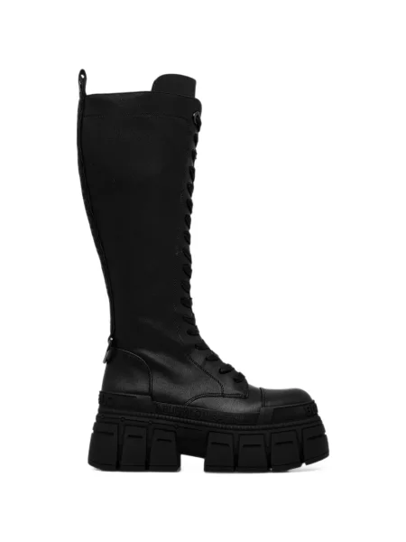 Botine Buffalo cu șireturi cu platformă din dantelă negru