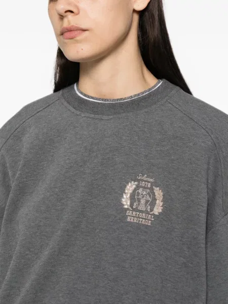 Pulover Brunello Cucinelli cu autograf gri