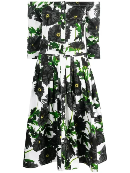 Rochie Samantha Sung cu model floral cu imagine plisată alb