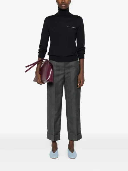Pantaloni Peserico cu model herringbone gri