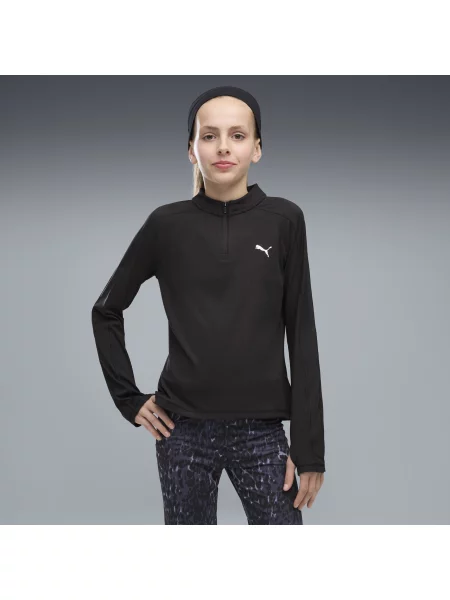 PUMA Młodzieżowa dopasowana koszulka Train All Day Essentials z zamkiem Akcesoria czarny