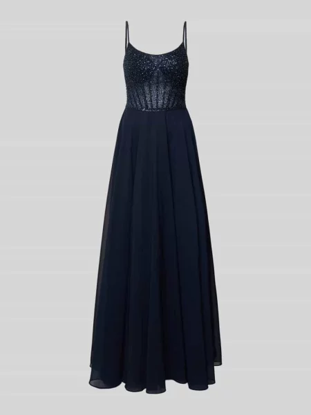 Sukienka wieczorowa z cekinami i cienkimi ramiączkami Hey Kyla granatowa