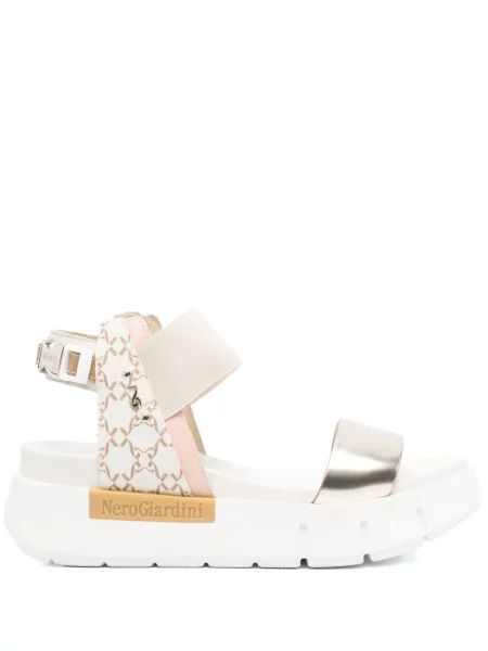 Sandały Nerogiardini skórzane na platformie złote